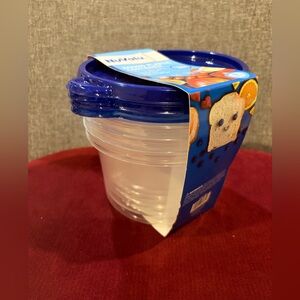 New 4 Counts Round Plastic Containers-Around 5.5”x3.5”